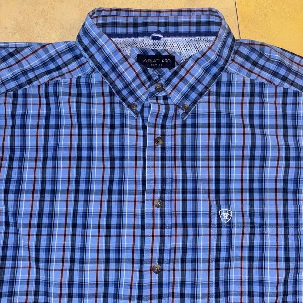 Ariat Pro Series Plaid Button-Up Shirt Size 3XL Blue Black Western